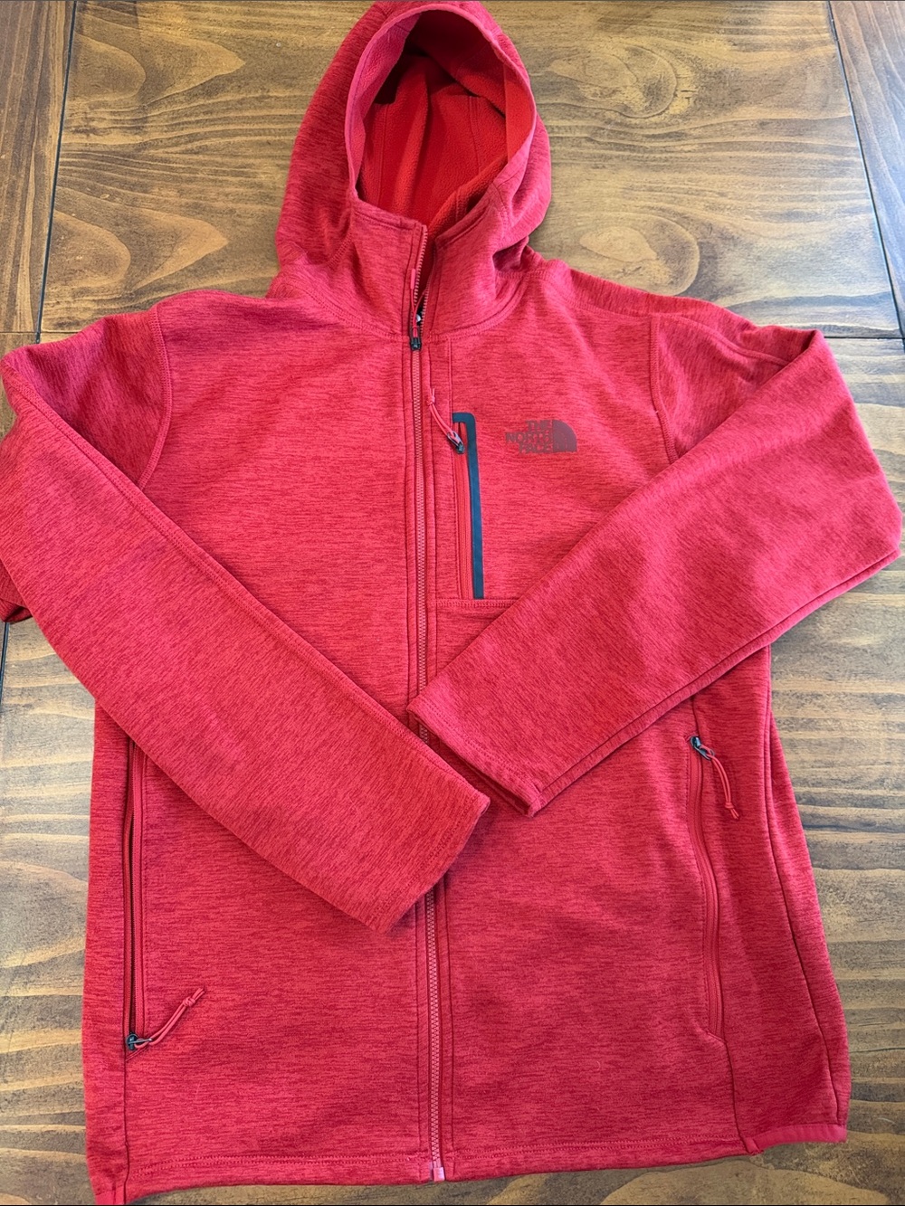 The North Face Red Hooded Full-Zip Fleece Jacket